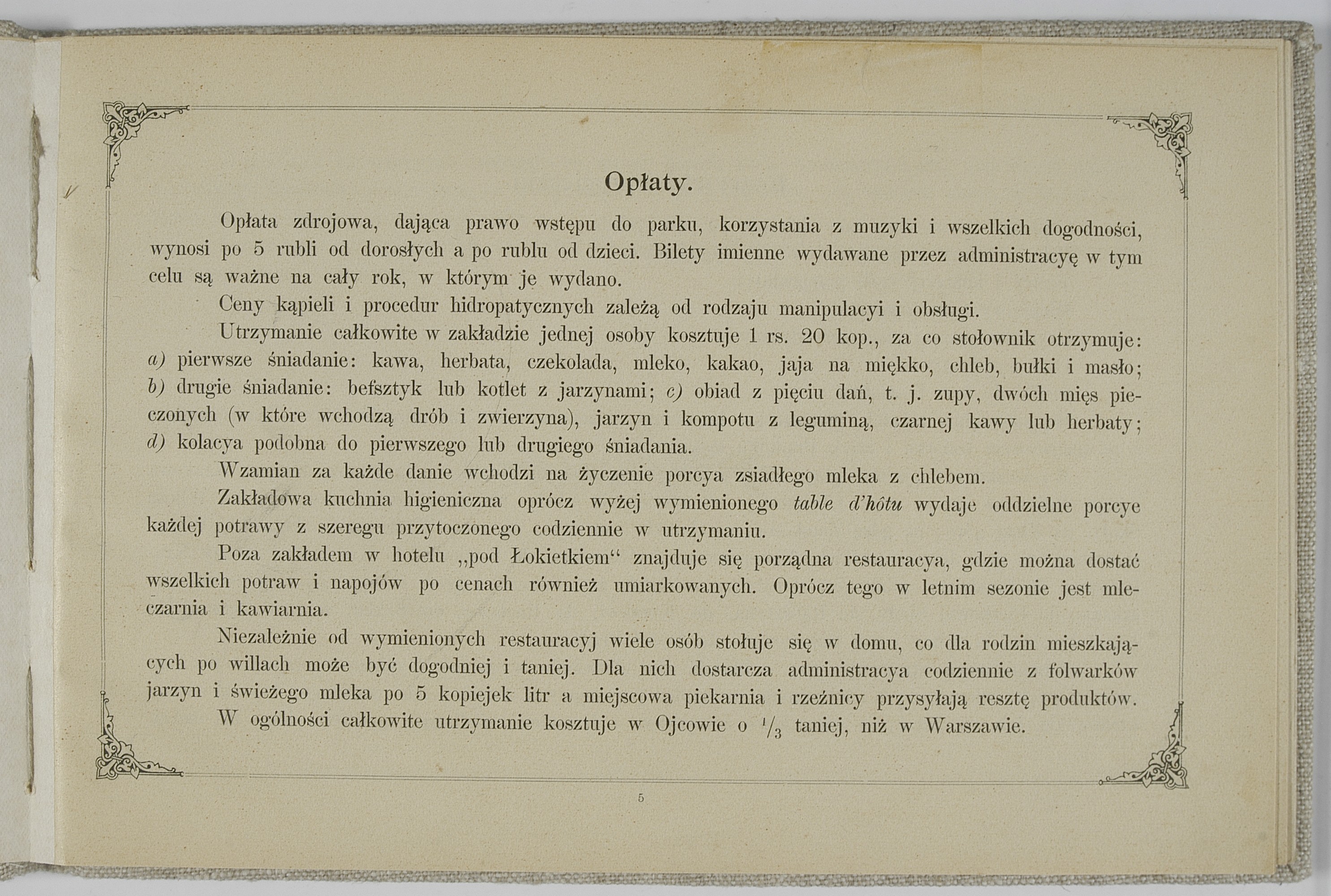 Ojców, Zakład Hidropatyczny Goplana i stacja klimatyczna w Ojcowie. Nakładem Zakładu Hidropatycznego, [1895] (w Krakowie : druk W. L. Anczyca i Spółki)