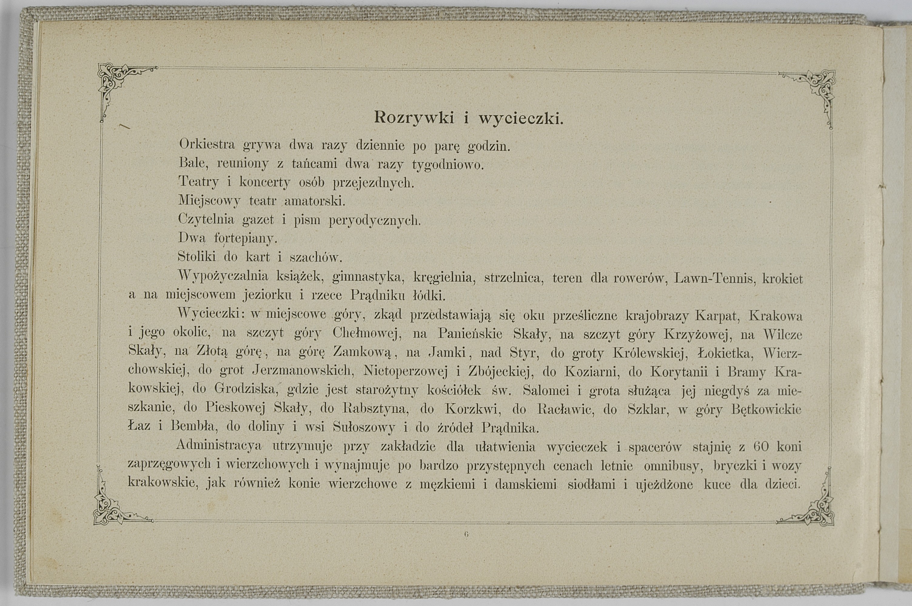 Ojców, Zakład Hidropatyczny Goplana i stacja klimatyczna w Ojcowie. Nakładem Zakładu Hidropatycznego, [1895] (w Krakowie : druk W. L. Anczyca i Spółki)