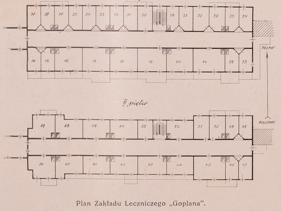 Plan Zakładu Leczniczego Goplana w Ojcowie