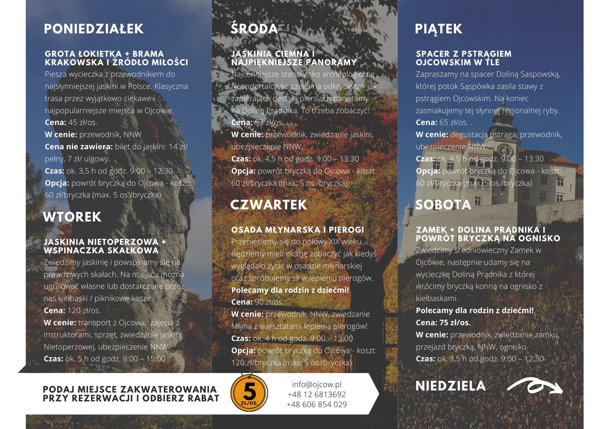 Ulotka Wakacyjne Wycieczki po Ojcowskim Parku Narodowym 2